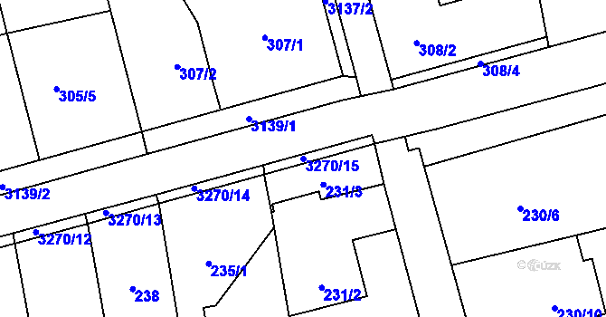 Parcela st. 3270/15 v KÚ Píšť, Katastrální mapa