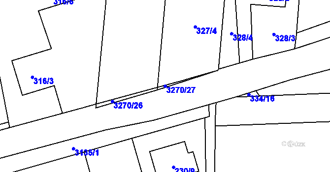 Parcela st. 3270/27 v KÚ Píšť, Katastrální mapa