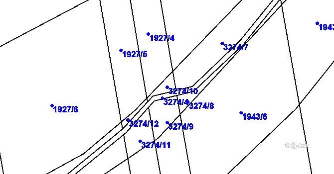 Parcela st. 3274/10 v KÚ Píšť, Katastrální mapa