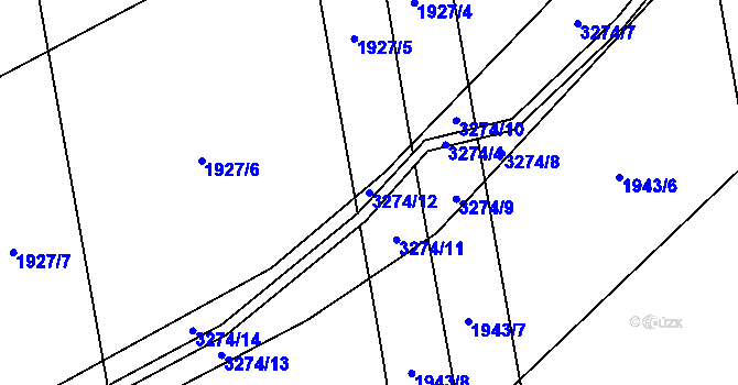 Parcela st. 3274/12 v KÚ Píšť, Katastrální mapa