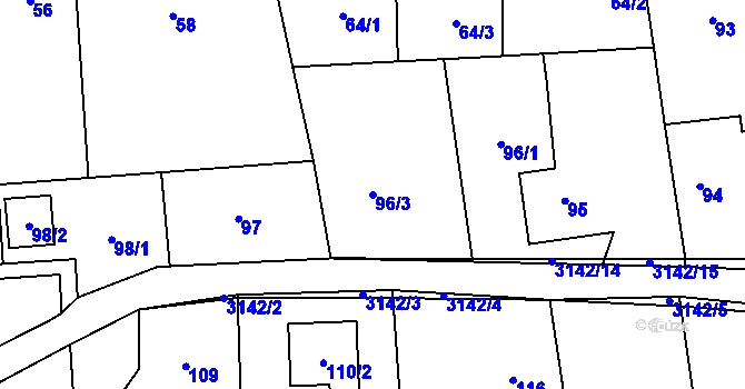 Parcela st. 96/3 v KÚ Píšť, Katastrální mapa