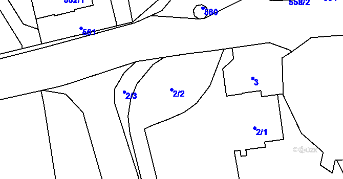 Parcela st. 2/2 v KÚ Píšť, Katastrální mapa