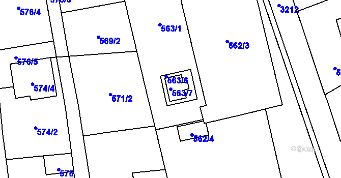 Parcela st. 563/7 v KÚ Píšť, Katastrální mapa
