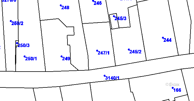 Parcela st. 247/1 v KÚ Píšť, Katastrální mapa