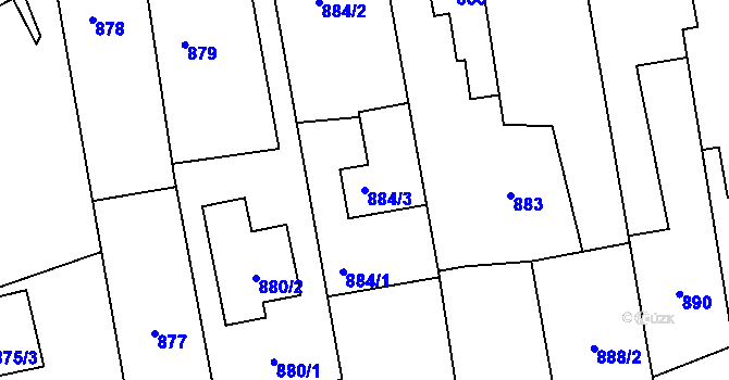 Parcela st. 884/3 v KÚ Píšť, Katastrální mapa