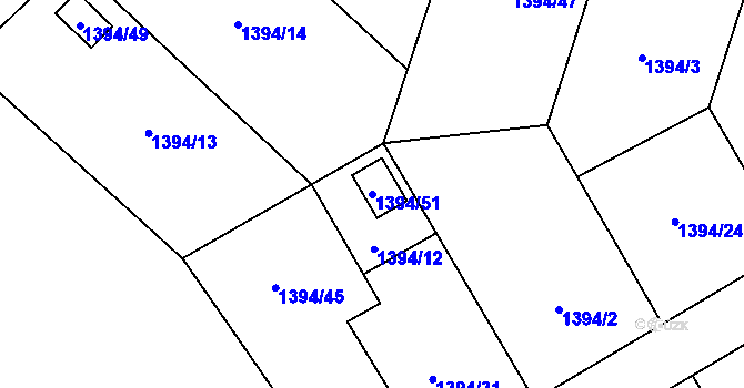 Parcela st. 1394/51 v KÚ Píšť, Katastrální mapa
