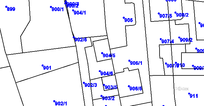 Parcela st. 904/5 v KÚ Píšť, Katastrální mapa