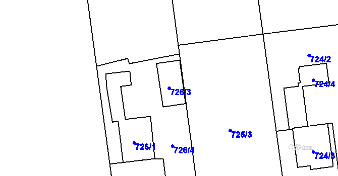 Parcela st. 726/3 v KÚ Píšť, Katastrální mapa