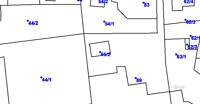 Parcela st. 55/2 v KÚ Píšť, Katastrální mapa
