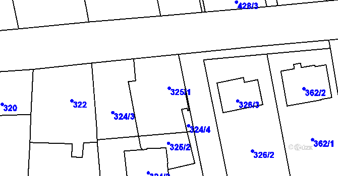 Parcela st. 325/1 v KÚ Píšť, Katastrální mapa