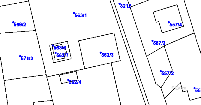 Parcela st. 562/3 v KÚ Píšť, Katastrální mapa