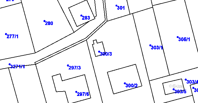 Parcela st. 300/3 v KÚ Píšť, Katastrální mapa