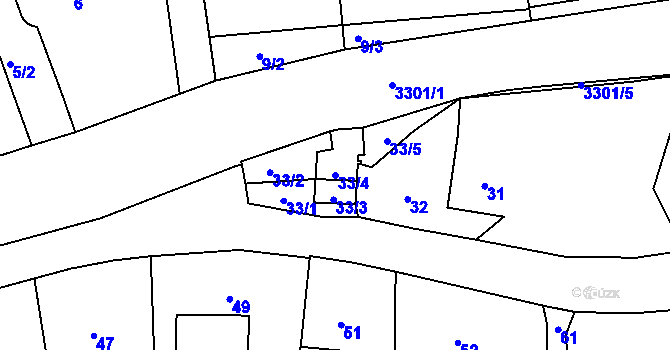 Parcela st. 33/4 v KÚ Píšť, Katastrální mapa