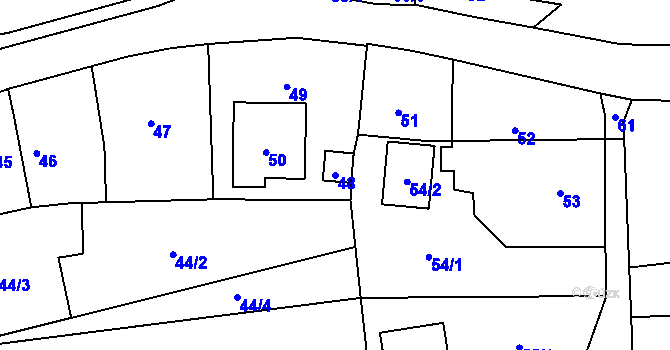 Parcela st. 48 v KÚ Píšť, Katastrální mapa