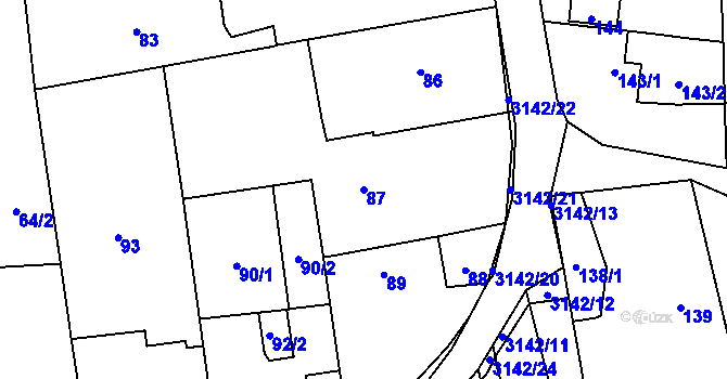 Parcela st. 87 v KÚ Píšť, Katastrální mapa