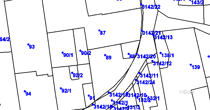 Parcela st. 89 v KÚ Píšť, Katastrální mapa