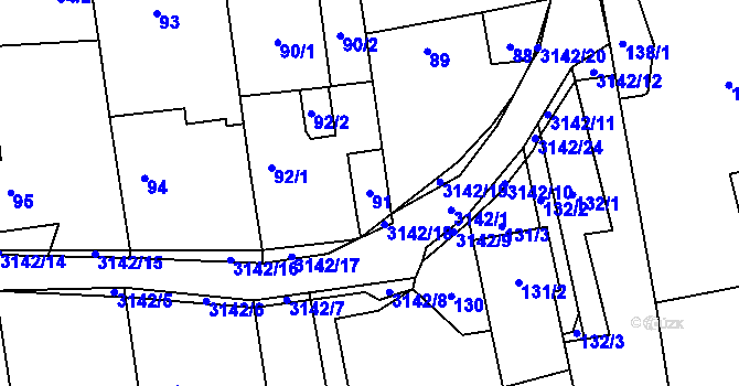 Parcela st. 91 v KÚ Píšť, Katastrální mapa