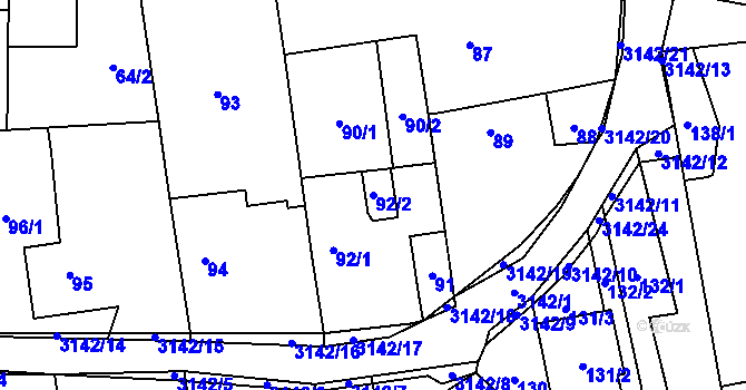 Parcela st. 92/2 v KÚ Píšť, Katastrální mapa