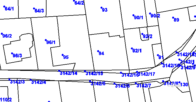 Parcela st. 94 v KÚ Píšť, Katastrální mapa