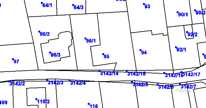 Parcela st. 95 v KÚ Píšť, Katastrální mapa