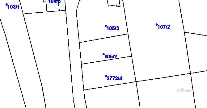 Parcela st. 105/2 v KÚ Píšť, Katastrální mapa