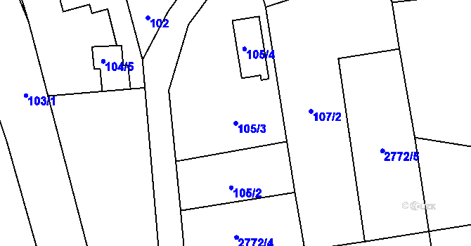 Parcela st. 105/3 v KÚ Píšť, Katastrální mapa