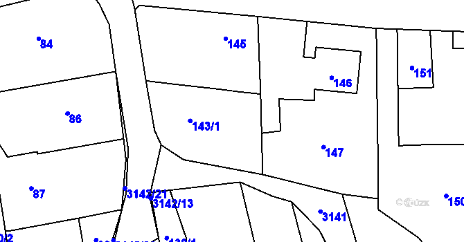 Parcela st. 143/2 v KÚ Píšť, Katastrální mapa