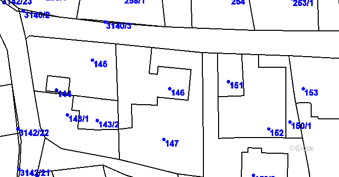 Parcela st. 146 v KÚ Píšť, Katastrální mapa