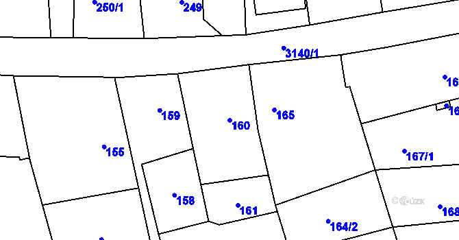 Parcela st. 160 v KÚ Píšť, Katastrální mapa