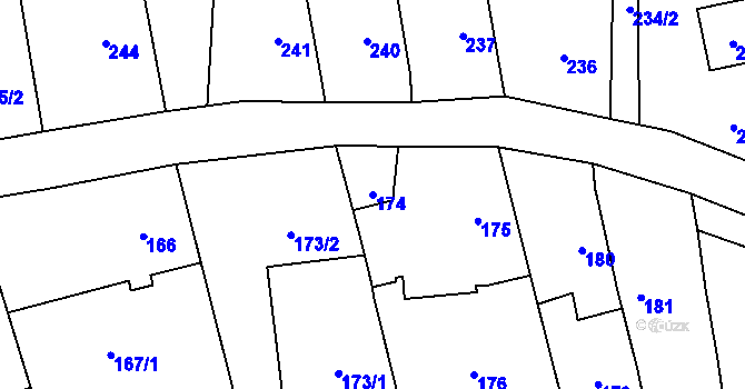 Parcela st. 174 v KÚ Píšť, Katastrální mapa