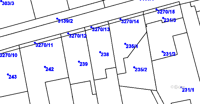 Parcela st. 238 v KÚ Píšť, Katastrální mapa
