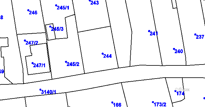 Parcela st. 244 v KÚ Píšť, Katastrální mapa