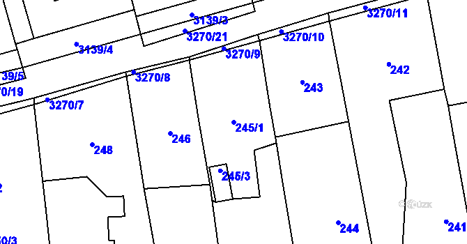 Parcela st. 245/1 v KÚ Píšť, Katastrální mapa