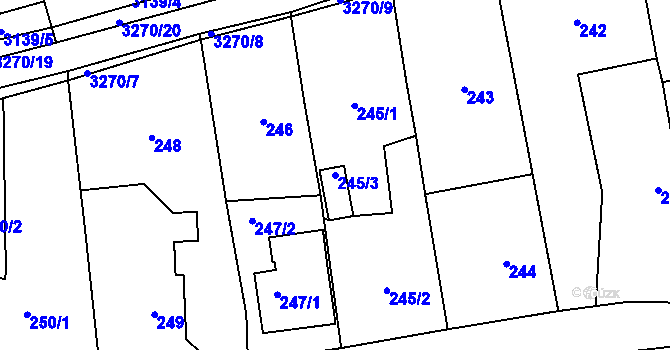 Parcela st. 245/3 v KÚ Píšť, Katastrální mapa