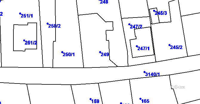 Parcela st. 249 v KÚ Píšť, Katastrální mapa