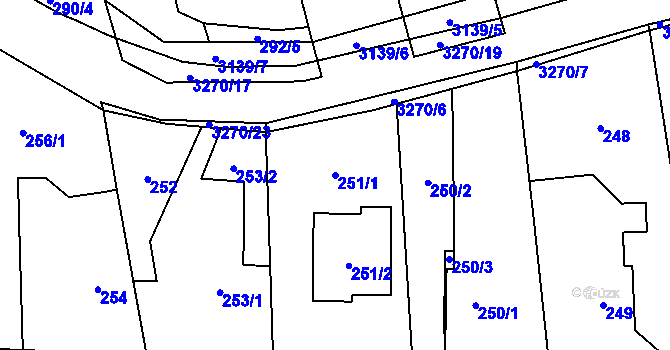 Parcela st. 251/1 v KÚ Píšť, Katastrální mapa