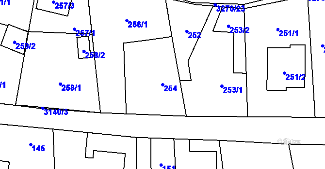 Parcela st. 254 v KÚ Píšť, Katastrální mapa