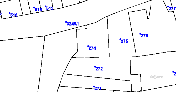 Parcela st. 274 v KÚ Píšť, Katastrální mapa