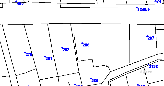 Parcela st. 286 v KÚ Píšť, Katastrální mapa