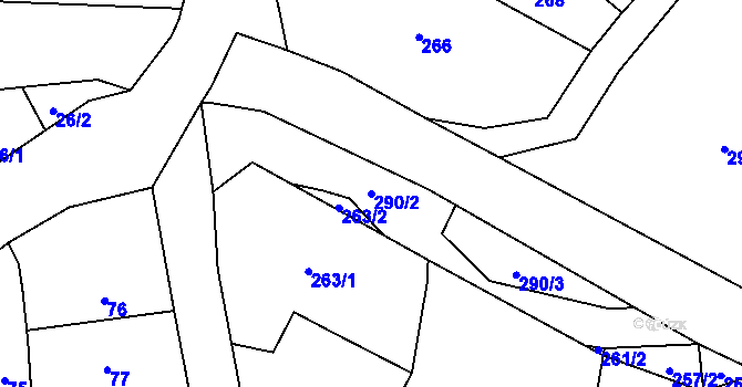 Parcela st. 290/2 v KÚ Píšť, Katastrální mapa