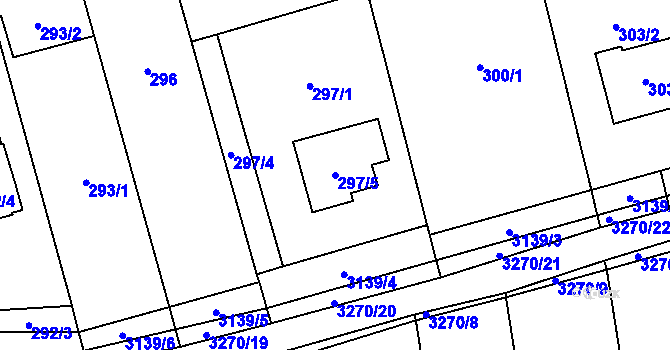 Parcela st. 297/5 v KÚ Píšť, Katastrální mapa