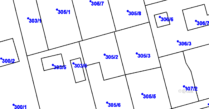 Parcela st. 305/2 v KÚ Píšť, Katastrální mapa