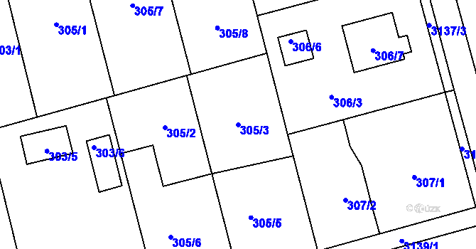 Parcela st. 305/3 v KÚ Píšť, Katastrální mapa