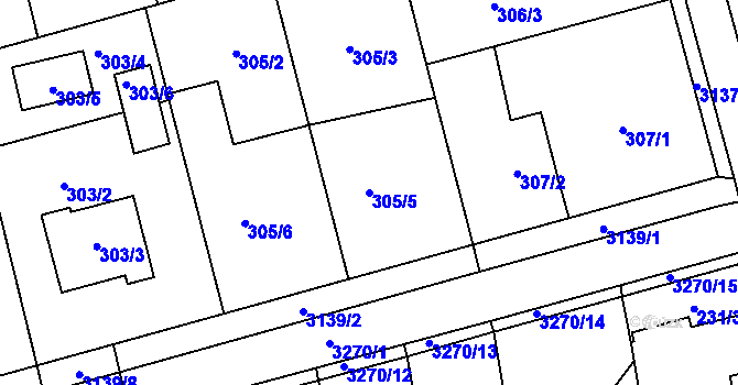 Parcela st. 305/5 v KÚ Píšť, Katastrální mapa