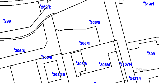Parcela st. 306/1 v KÚ Píšť, Katastrální mapa