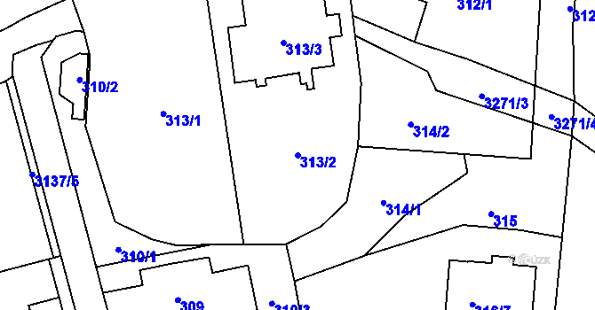 Parcela st. 313/2 v KÚ Píšť, Katastrální mapa