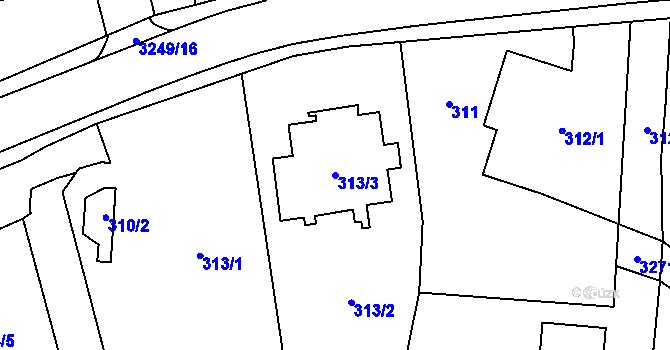 Parcela st. 313/3 v KÚ Píšť, Katastrální mapa
