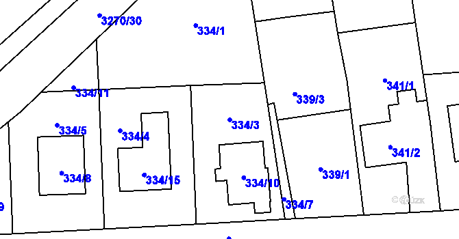 Parcela st. 334/3 v KÚ Píšť, Katastrální mapa