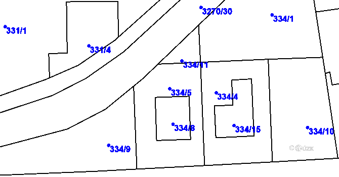 Parcela st. 334/5 v KÚ Píšť, Katastrální mapa