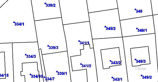 Parcela st. 341/1 v KÚ Píšť, Katastrální mapa